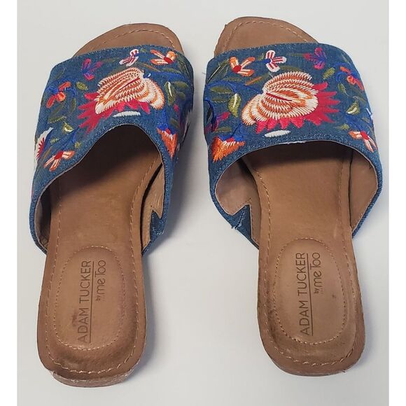 Nella Embroider Floral Sandal by Adam Tucker Me Too 7.5 Slip On K2112712 Boho - Picture 7 of 12